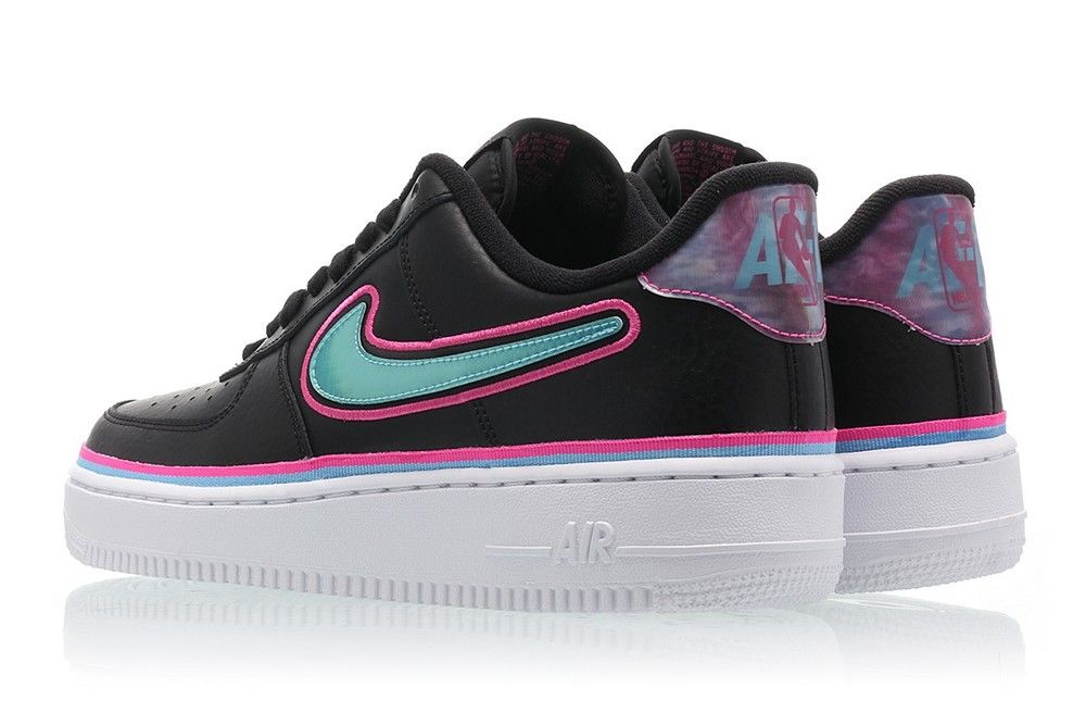 Nike Air Force 1 '07 LV8 Sport NBA Black/Violet, черный, синий, кожа, мужские