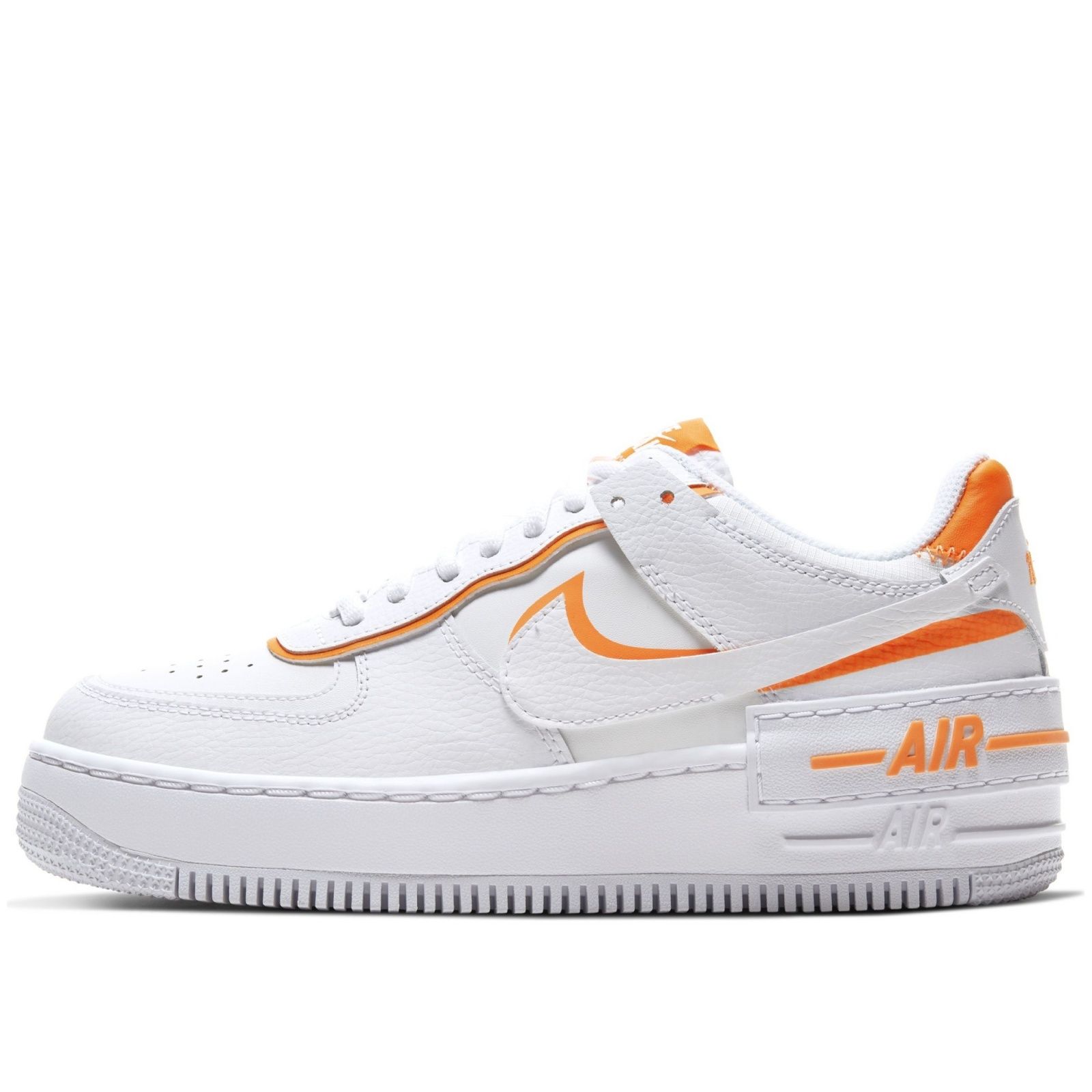 Nike Air Force 1 Shadow белые с оранжевым, кожаные, женские